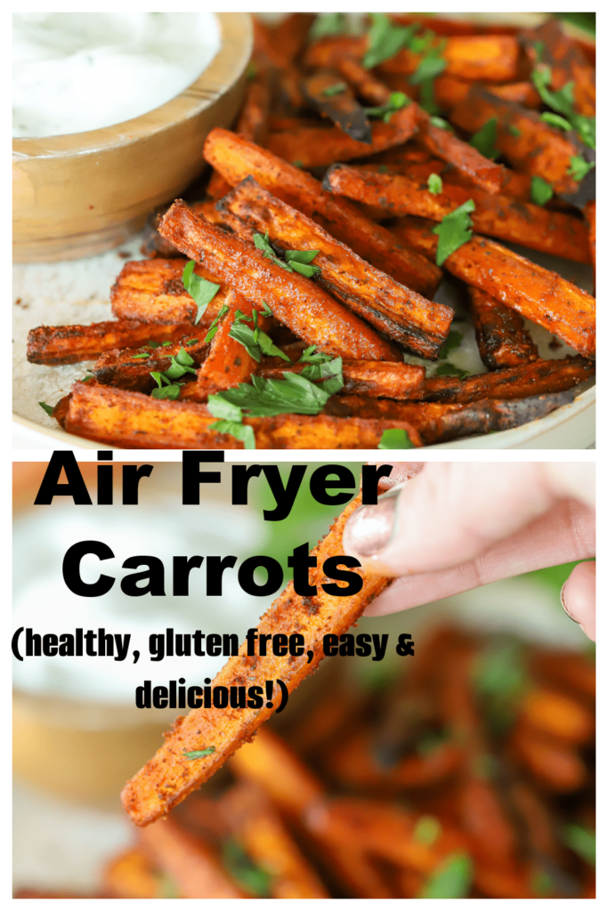 Want a new, fun way to eat your vegetables? These Air Fryer Carrot Fries are it! Healthy, gluten free, easy and absolutely delicious. via @jennikolaus