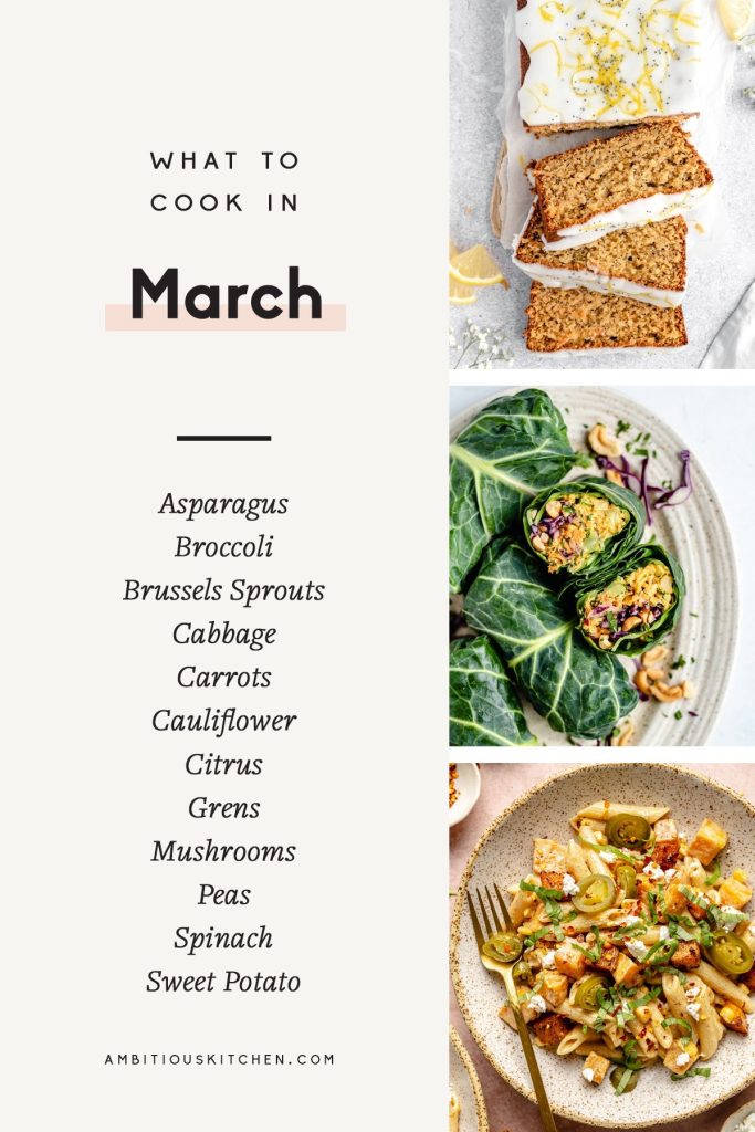 collage of recipes to cook in March