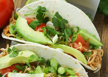 his easy chicken dinner is cooked right in the crock pot! Slow Cooker Taco Shredded Chicken Recipe (Low Sodium) is versatile and has only 3 ingredients. Add to a taco shell and top with anything you like - easy, comforting and so delicious! via @jennikolaus