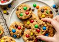 healthy monster cookies on a plate