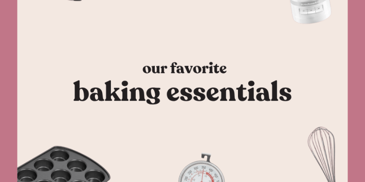 collage of baking essentials
