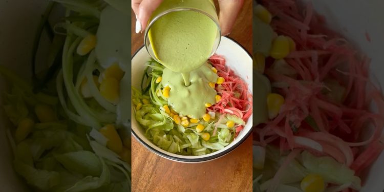 Easy High Protein Salad- Creamy Green Bowl #recipe #fitness #easyrecipe #food #weightloss #viral
