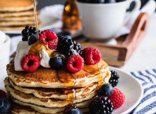 Sourdough Pancakes with Honey and Berries