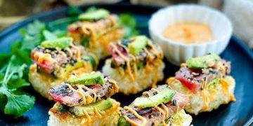 Spicy Crispy Rice with Sriracha Avocado