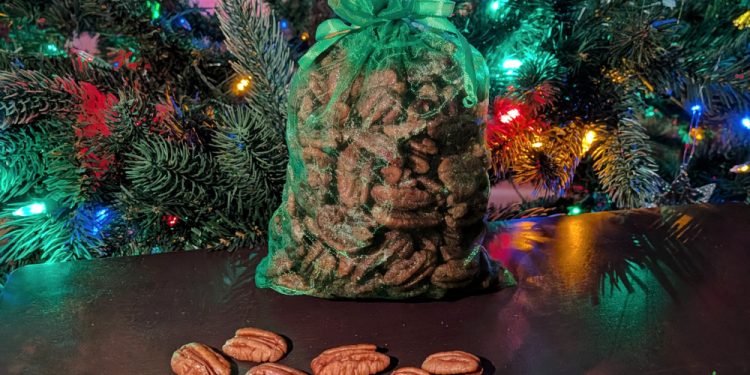 healthy candied pecans on table